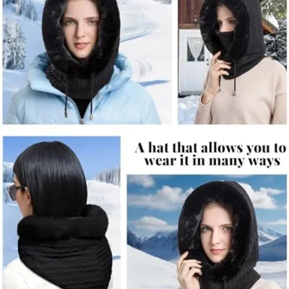 Windproof Fleece Balaclava Ski Mask Scarf Set One Size Adjustable